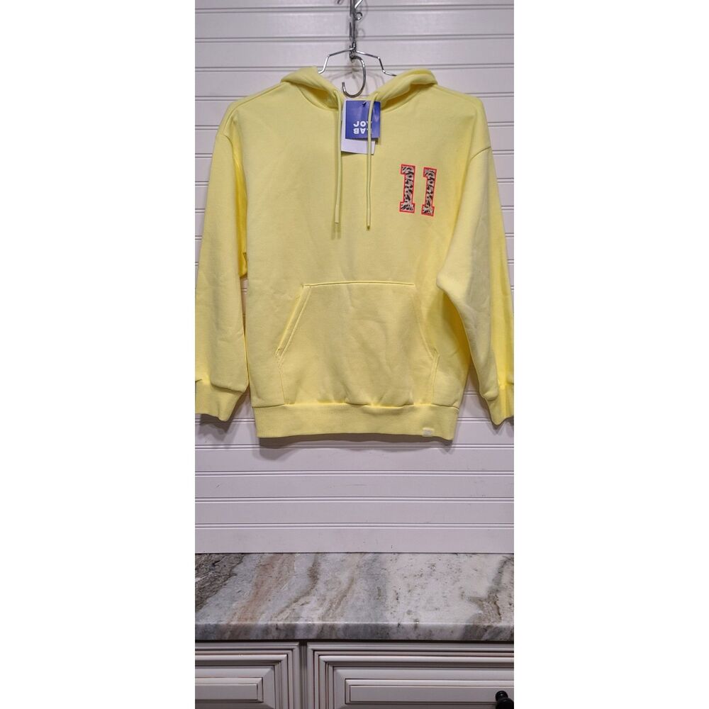 Joy Lab Womens Relaxed Fit Yellow Hooded #11 Sweatshirt Size XXS NWT